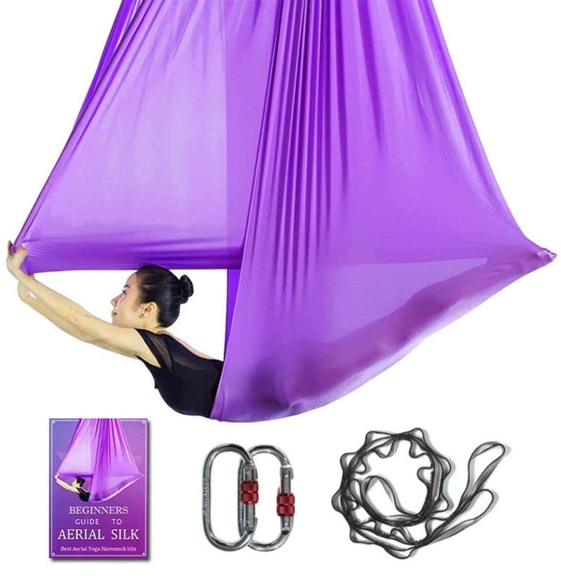 SYCYKA Aerial Yoga Hammock L:5M W:2.8M Aerial Pilates Silk Yoga Swing Set with 2000 Ibs Load Include Daisy Chain, Pose Guide - Image 1